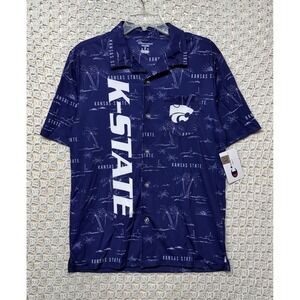 Kansas State Wildcats Island Breeze Shirt Men's  M Palms Tree Button Up Champion